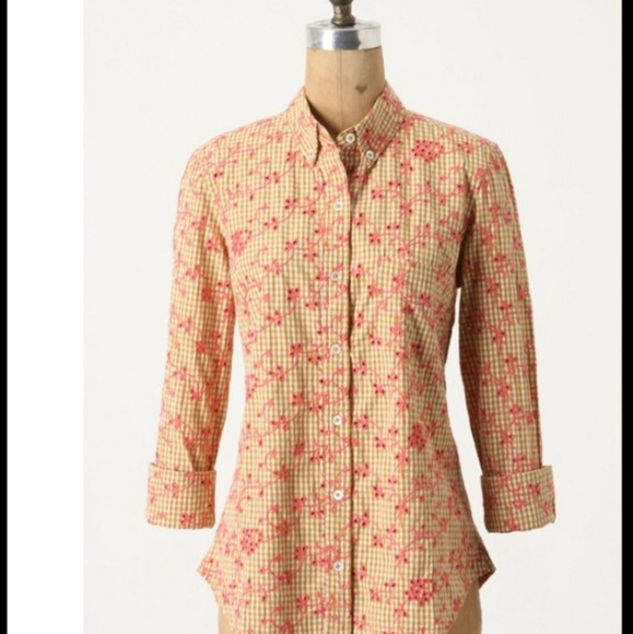 Anthropologie Tops - Anthropologie Odille Gingham Eyelet Button-Down 2
